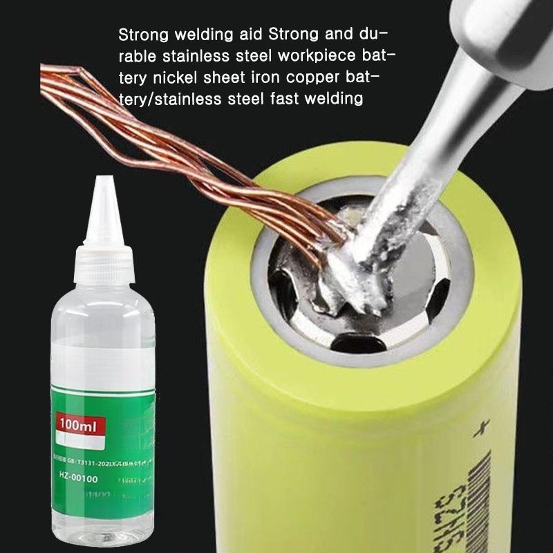 100ML Flux Cair Flux Solder Stainless Steel Perekat Solder Nikel Seng Baterai Kabel Nickel Nikel Bes