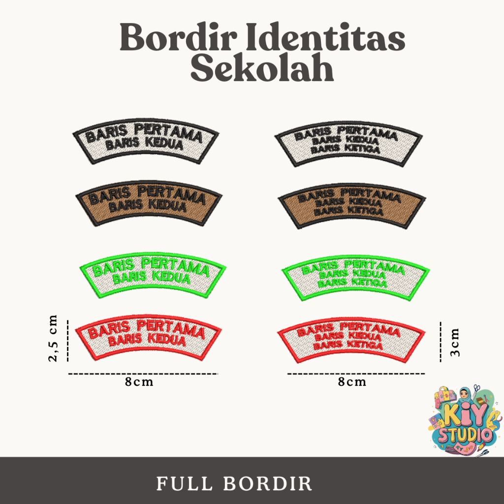 Badge Bordir / Patch Bordir / Label Bordir Nama Sekolah / Full Bordir