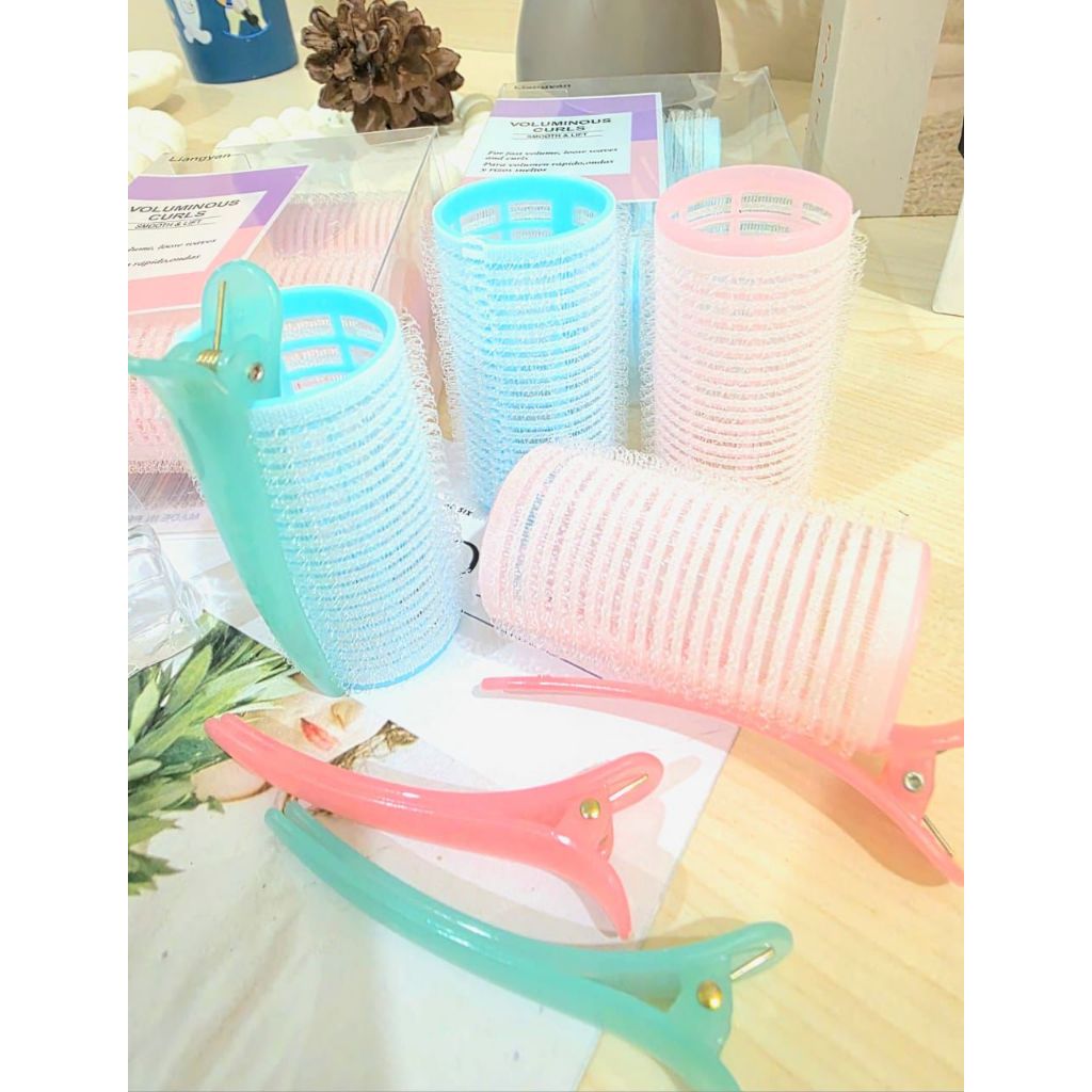 Rol rambut rol poni 2 in 1 roll + penjepit diameter 3cm ROLL size M SET isi 3 korea pastel good qual