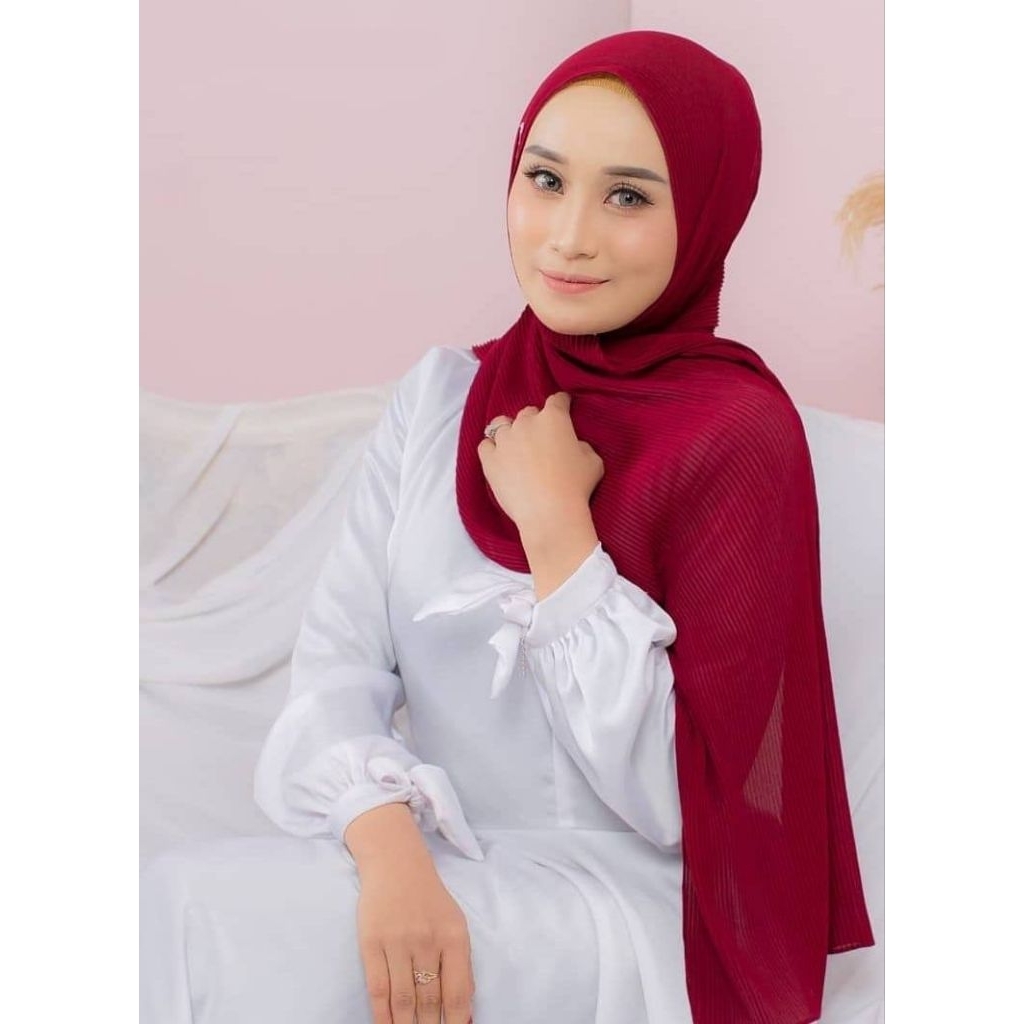[Grosir Hijab10pcs] Pashmina Plisket Full & Pashmina Plisket Duyung Jilbab Pashmina Plisket Ceruty J