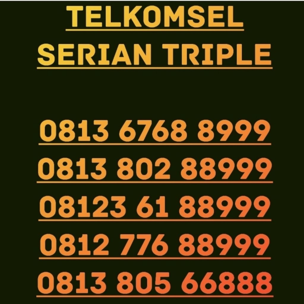 Nomor cantik Telkomsel triple 999 888 777 000