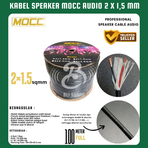 KABEL SPEAKER MOCC PROFESSIONAL AUDIO 2X1,5mm (1 ROLL - 100 METER)