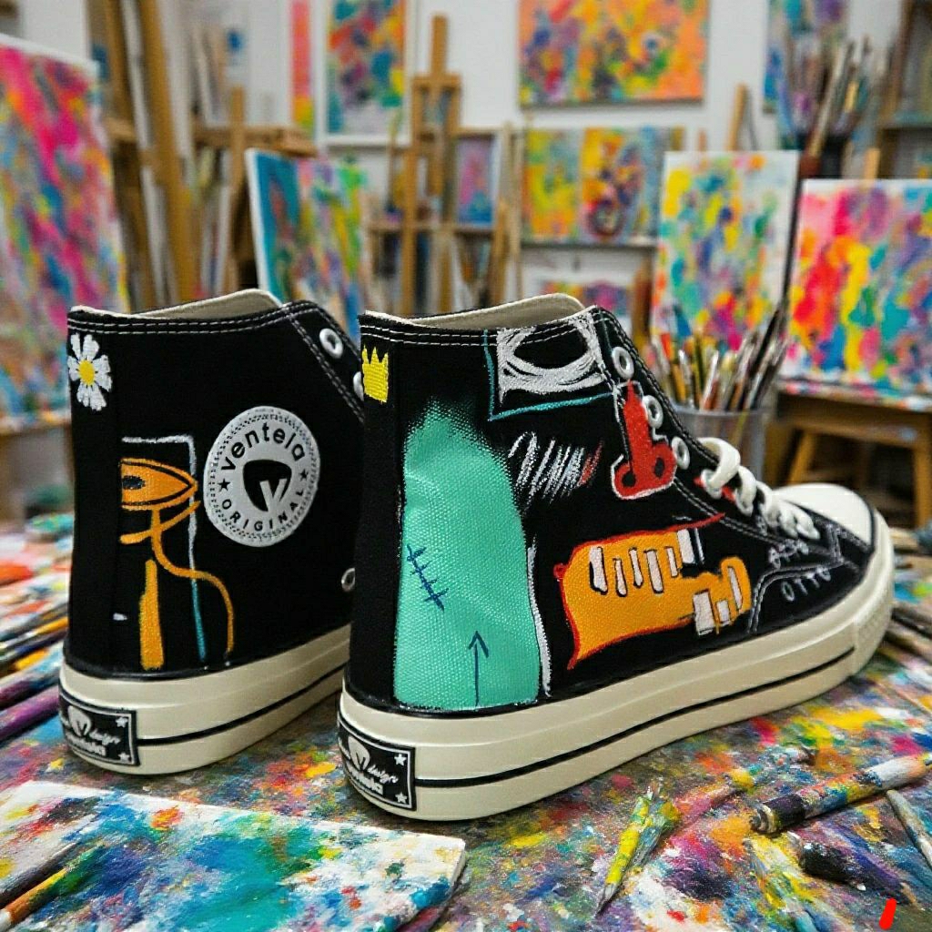 Sepatu JEAN MICHEL BASQUIAT ARTWORK PUTE STUDIO | handpainted artworks