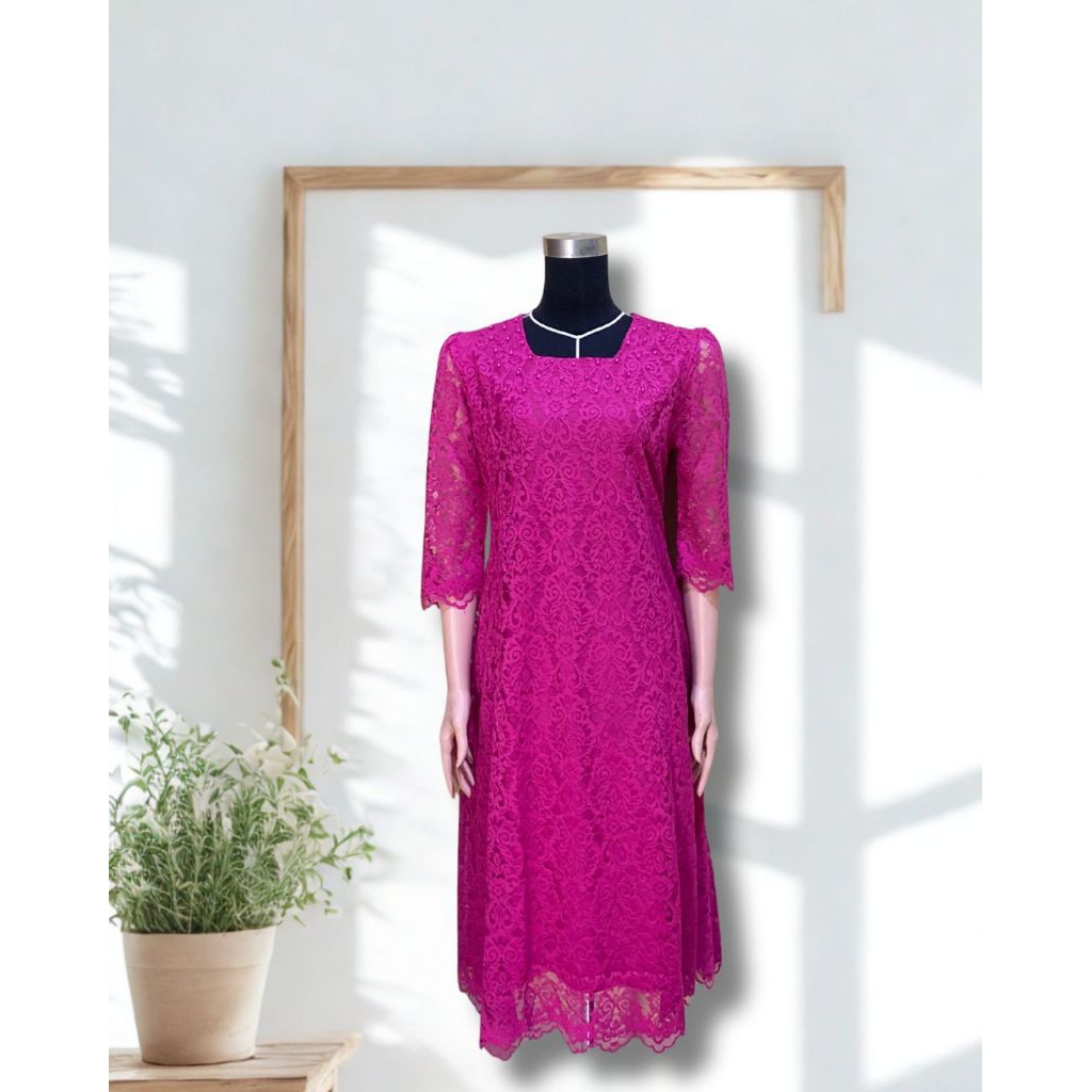 MJ - Dress Luna Wanita Terbaru, Dress Brokat Wanita Terbaru, Tunik Brokat Wanita Terlaris