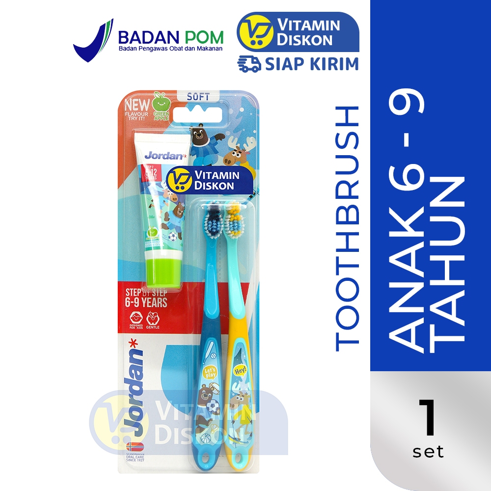 JORDAN KIDS STEP 3 TWIN SOFT (6-9 YEARS) | SIKAT GIGI DAN PASTA GIGI ANAK-ANAK 6 – 9 TAHUN