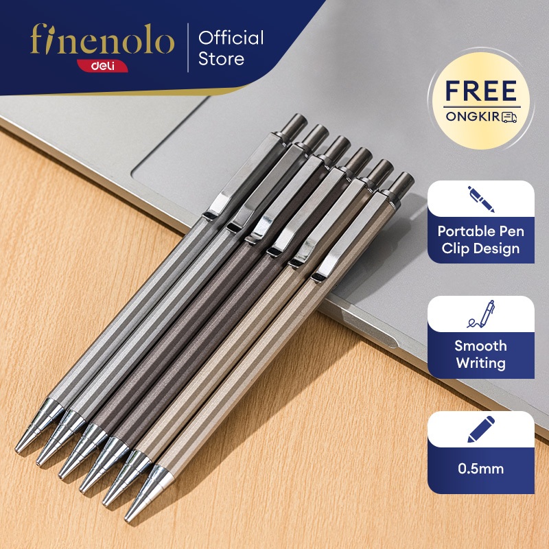 Deli Metal Mechanical Pencil / Pensil Mekanik Besi 0.5mm Gratis Penghapus di Ujung E6490