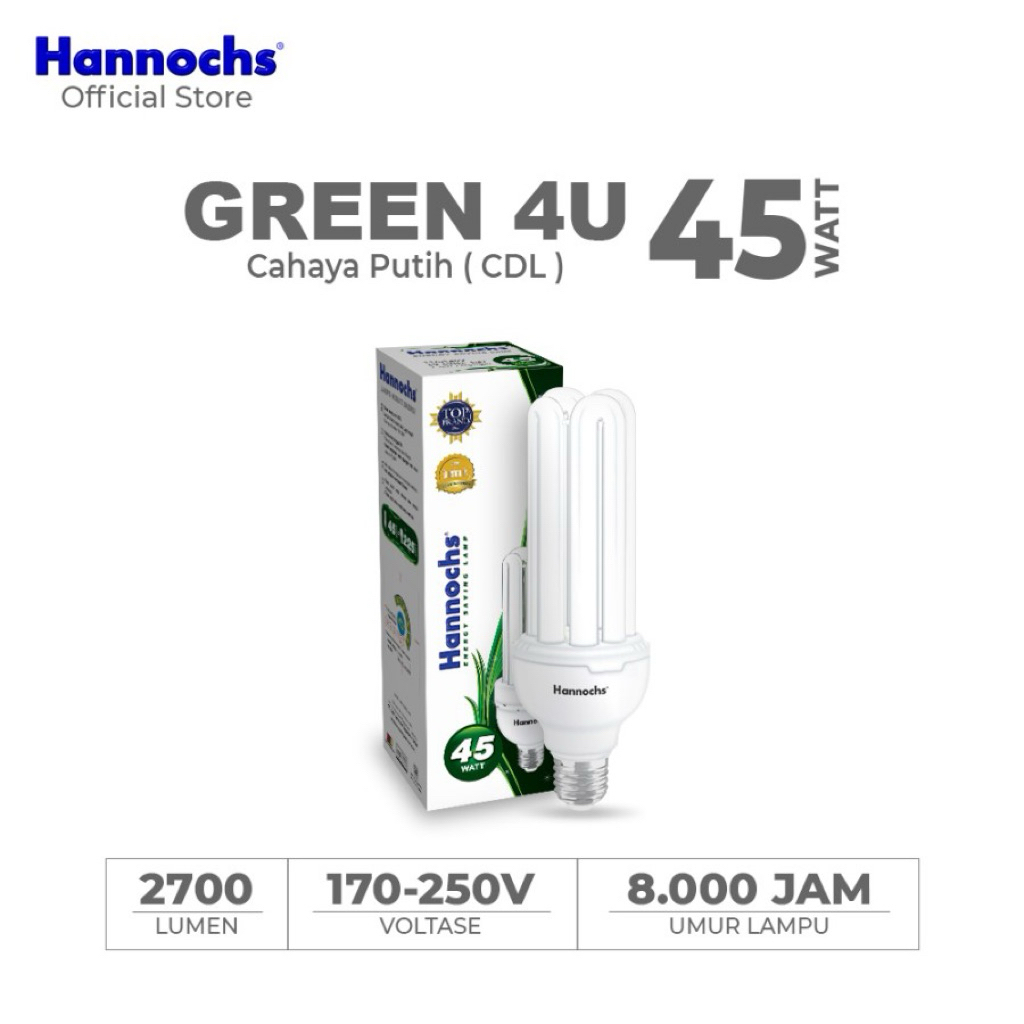 HANNOCHS LHE 45w Putih / Bola Lampu Jari Kaca