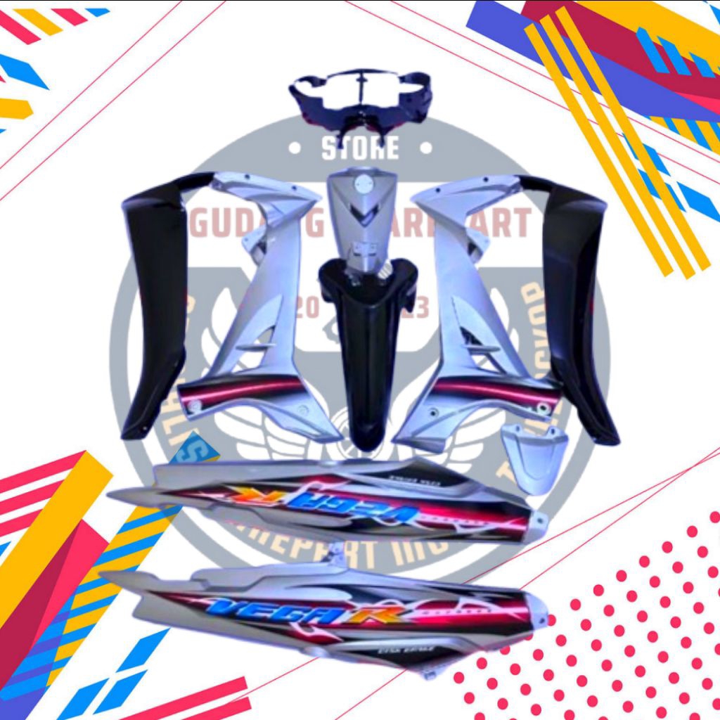 Yamaha vega r new 2006-2008 hitam silver, full bodi vega r new, sayap vega r new, spakbor vega r new