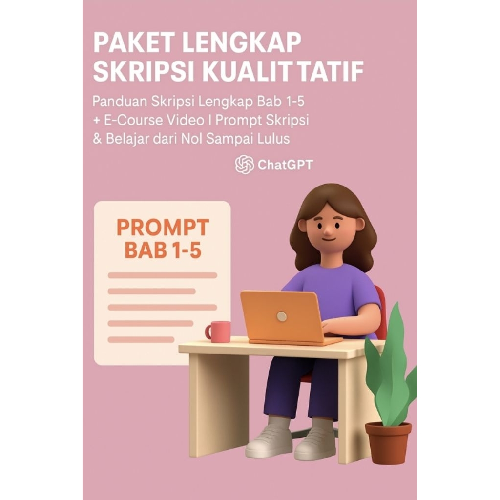 Prompt Skripsi Kualititatif & Kuantitatif Lengkap BAB 1-5 +Judul +Video +Template PPT | Bebas Plagia