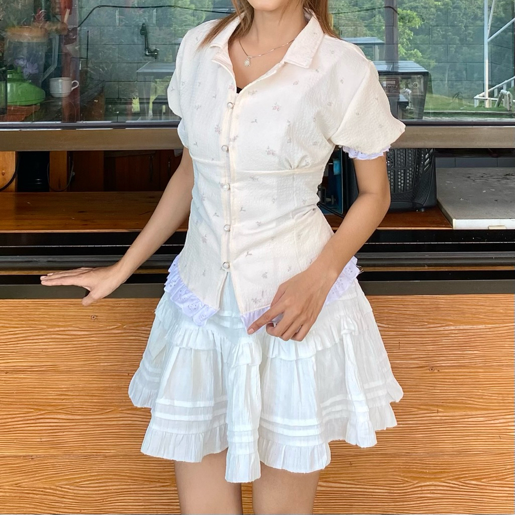 BLOUSE CROP FLORAL | KEMEJA CROP WANITA | ATASAN BLOUSE WANITA FLORAL CROP | ATASAN WANITA CROP FLOR