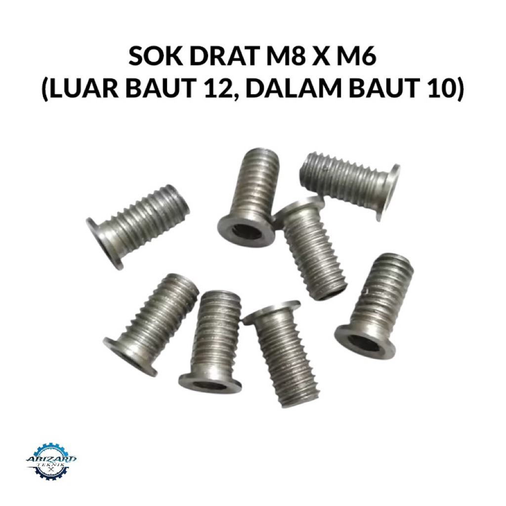bosh drat sok drat m8×m6 (drat luar baut 12 drat dalam baut 10)