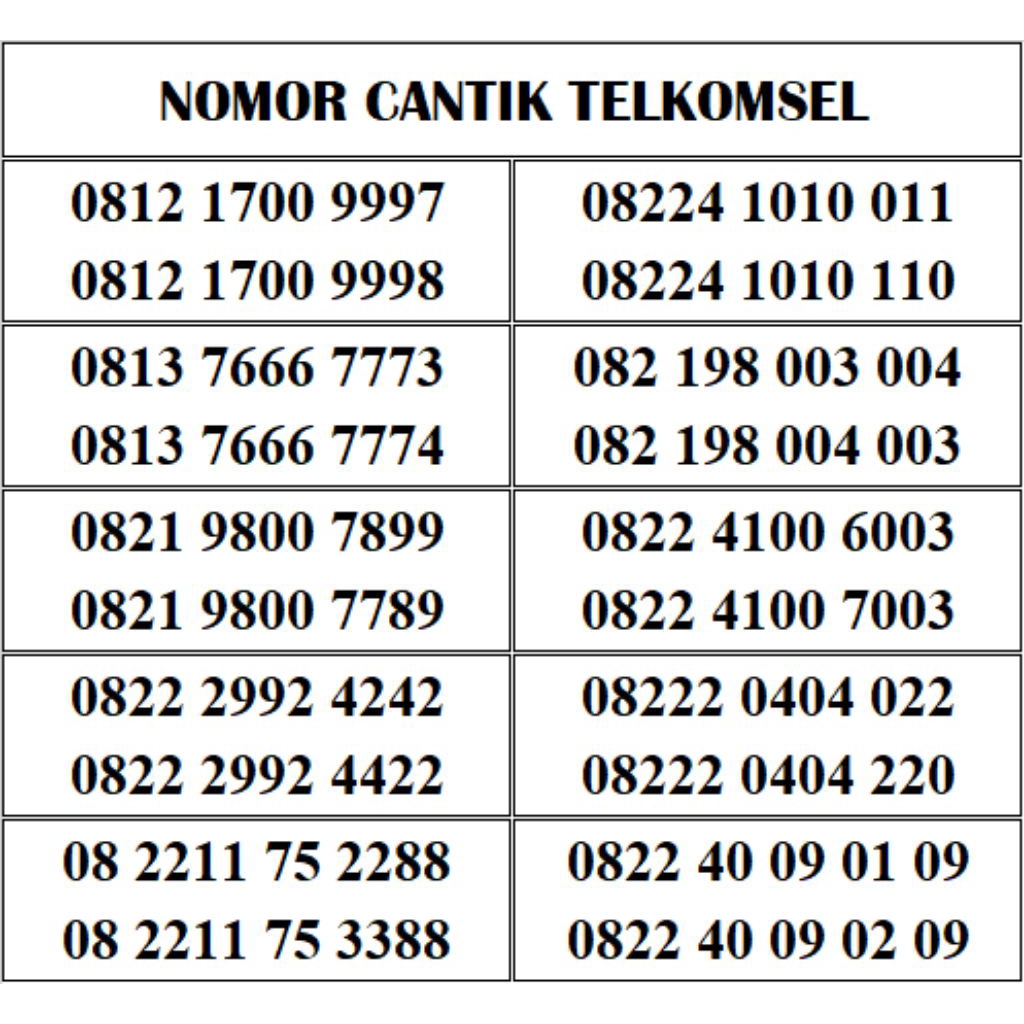Kartu Perdana Telkomsel Cantik - Nomor Cantik Telkomsel - Nomor Couple
