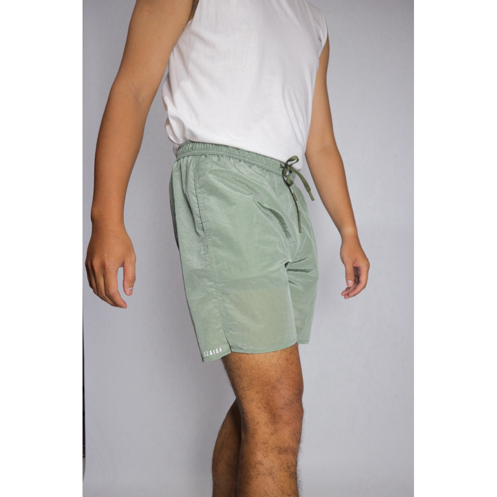 Szaiga - Nylon Metal Ripstop Shorts - Forest Green