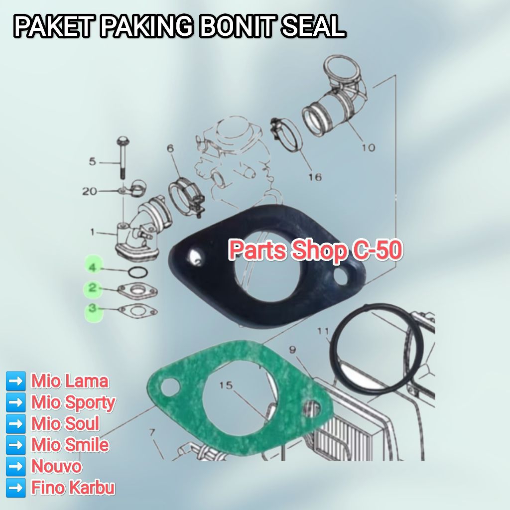 Paket Paking Intake Mio Lama, Mio Sporty, Mio Soul, Mio Smile, Nouvo, Fino Karbu