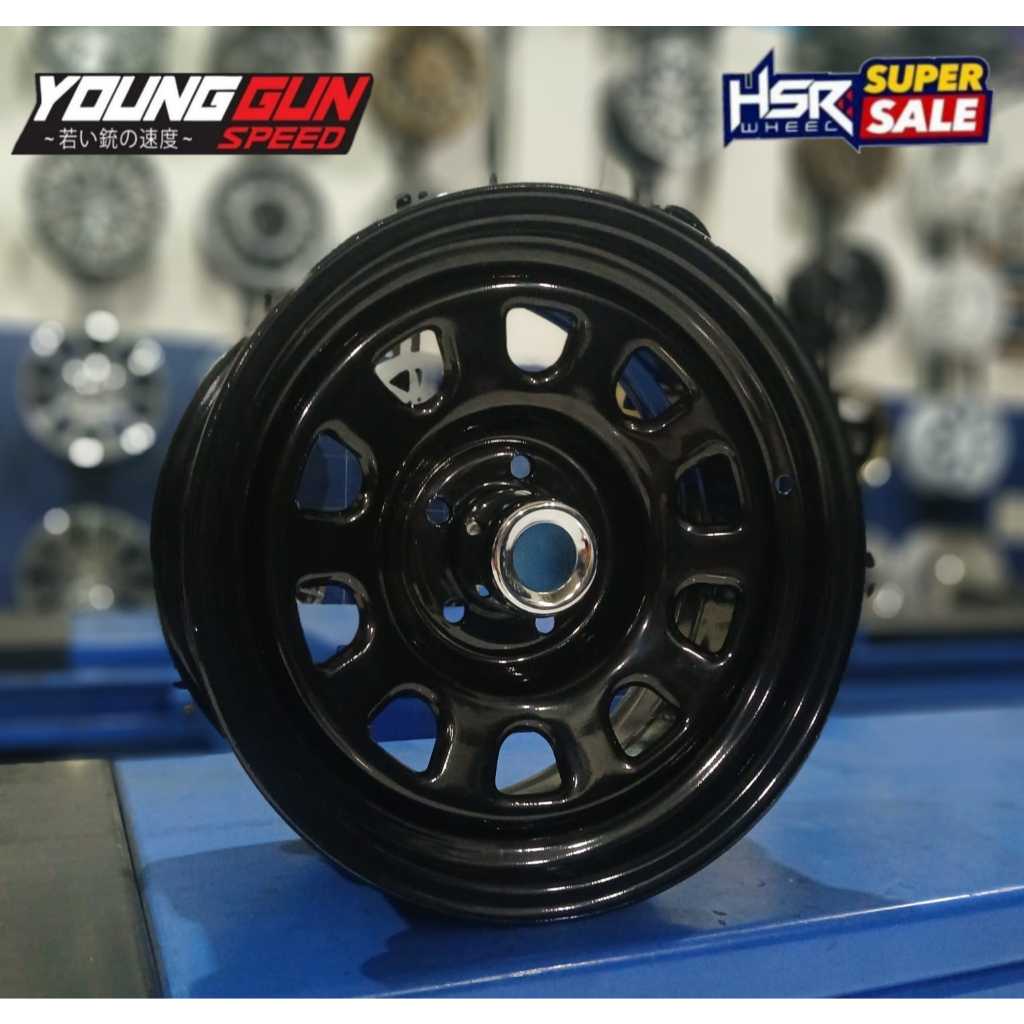 velg mobil daytona ring 15 hsr mokupo pelek kaleng besi r15 lebar 8 lubang baut 5x114,3 et 15