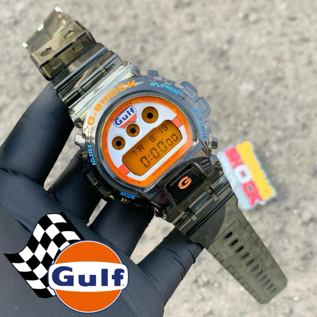 Gshock DW6900 DW 6900 Original Custom GULF Strap Bezel Smoke Clear Casio G Shock