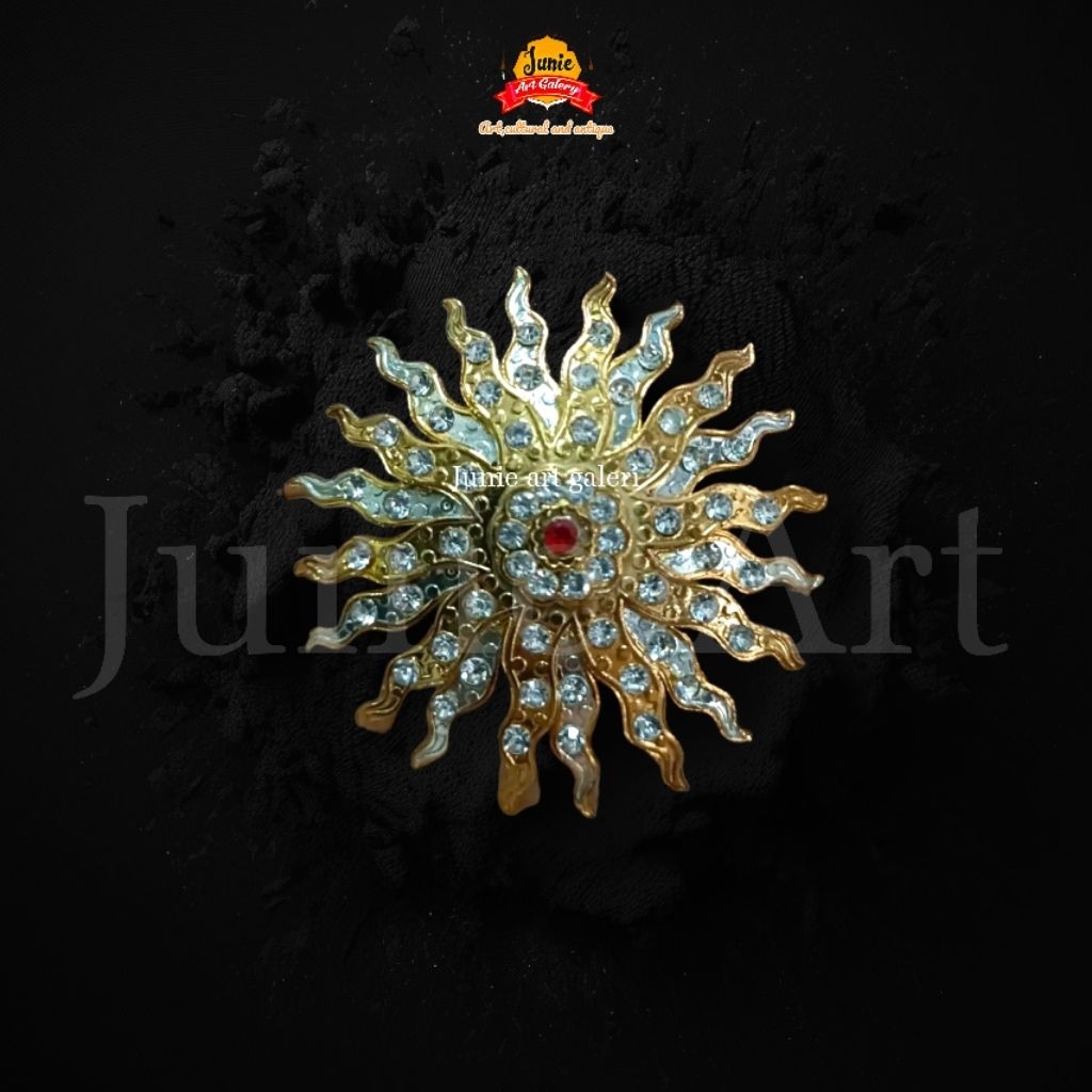 Bros Kraton Matahari Sumunar Lapis emas 24k Gold plated BATU PERMATA