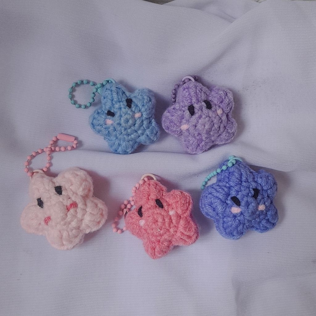 Ganci Rajut Bintang/Ganci rajut Amigurumi/Keychain/Souvenir Rajut