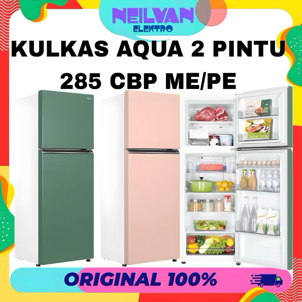 kulkas aqua 2 pintu tanpa bunga es 285 cbp
