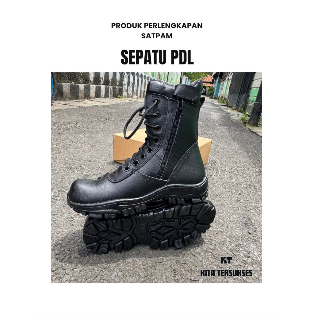 Sepatu PDL TNI semi kulit,Sepatu Pdl satpam hitam pria