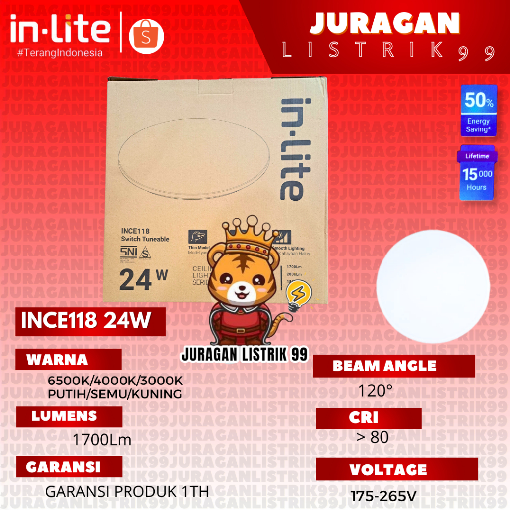 Lampu Baret / Ceiling Light / Ceiling Lamp INLITE LED 24W INCE118