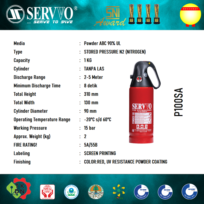 Alat Pemadam Api - APAR Fire Extinguisher SERVVO Servo Vehicle Fire Extinguisher P 100 SA Portable 1
