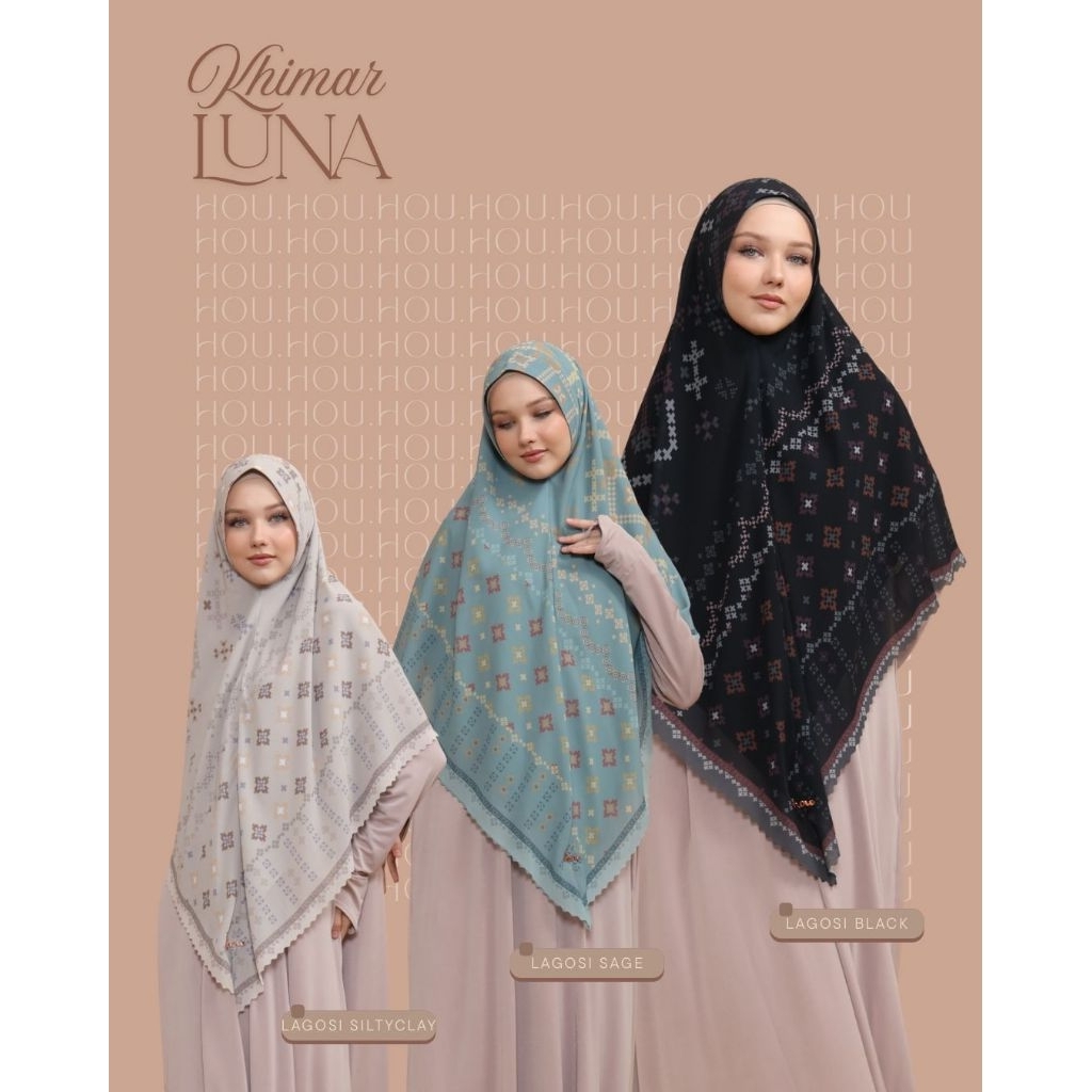 Khimar LUNA HOU House of uga instant scarf printing premium logo plat gold