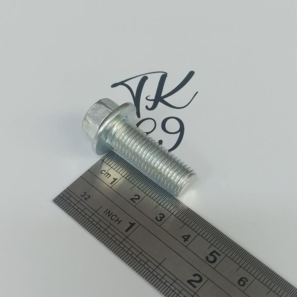 baut m10x2,8 kunci 12 baja 8.8 original flang m10 drat baut 14