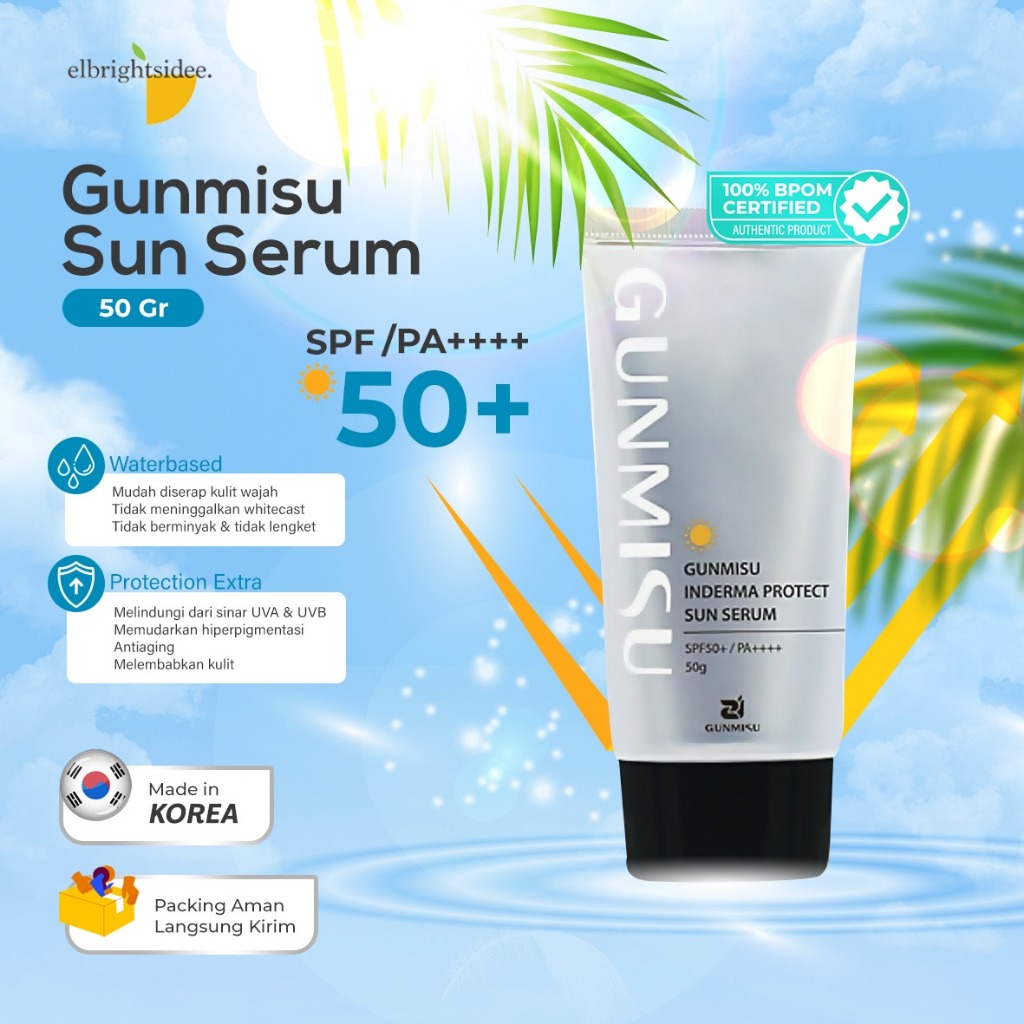 Ebrightsidee - GUNMISU INDERMA SUNSERUM 50GR Sunscreen Serum Glowing Protect Sun SPF 50+ PA++++