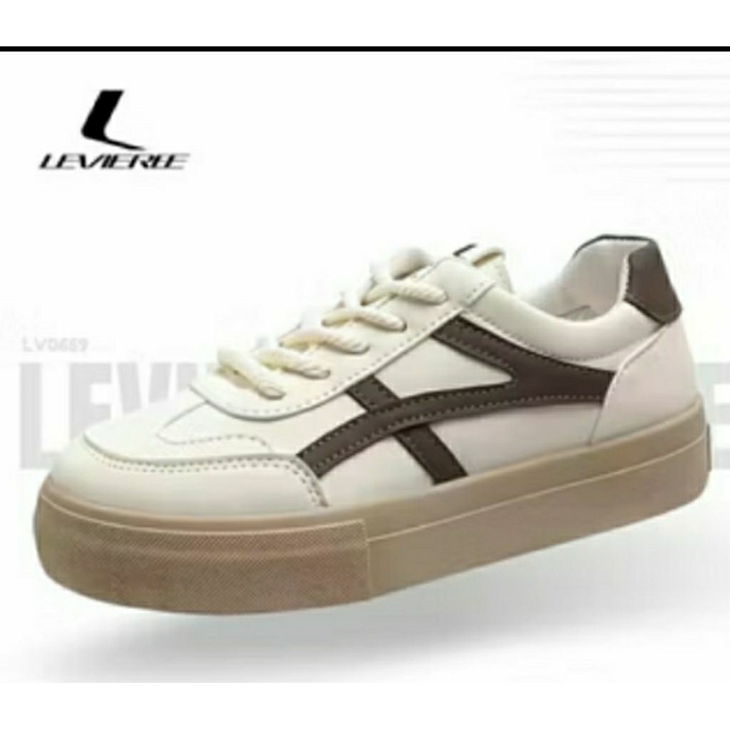 Sepatu Original LVR Jisoo Sepatu Sneaker Wanita List Coklat LV0659
