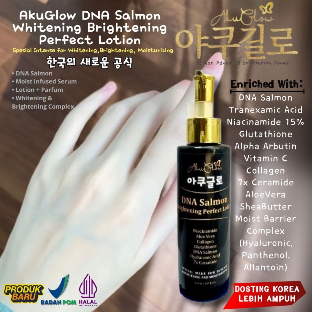 Akuglow Handbody Pemutih Badan Korea Whitening Lotion Extra HB Kromosom Body Cream Bodycare Perawata