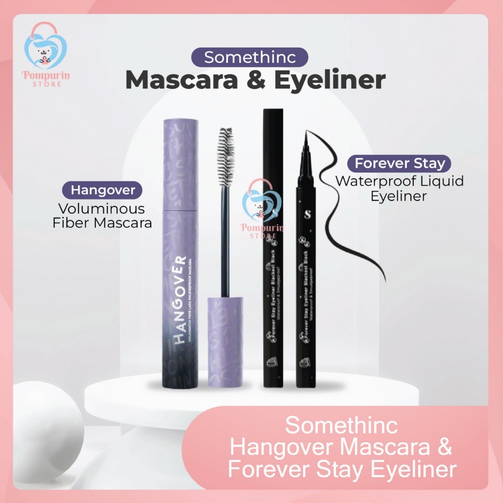Somethinc Hangover Voluminous Fiber Mascara / Forever Stay Waterproof Liquid Eyeliner Make Up Kit
