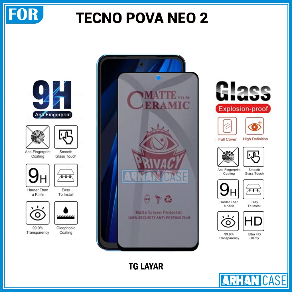Tempered Glass Tecno Pova 2 Neo 2 Pova 4 4 Pro Anti Gores Full Layar All Series Pelindung Layar