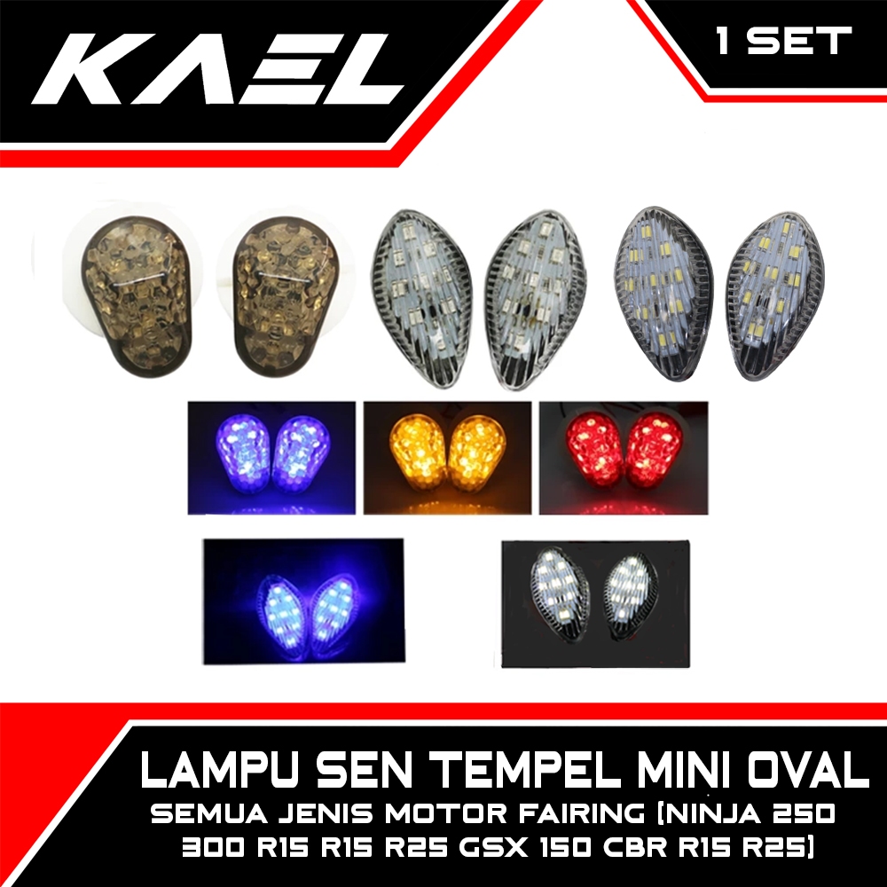 Lampu Sen Tempel Mini LED Semua Jenis Motor Fairing Ninja 250 300 R15 R15 R25 GSX 150 CBR R15 R25 Ca
