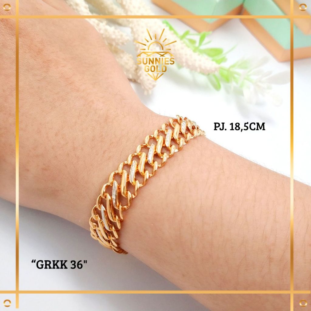 GELANG EMAS RANTAI SISIK NAGA KADAR 8K GELANG RANTAI SISIK NAGA EMAS LEBAR - GRKK 36