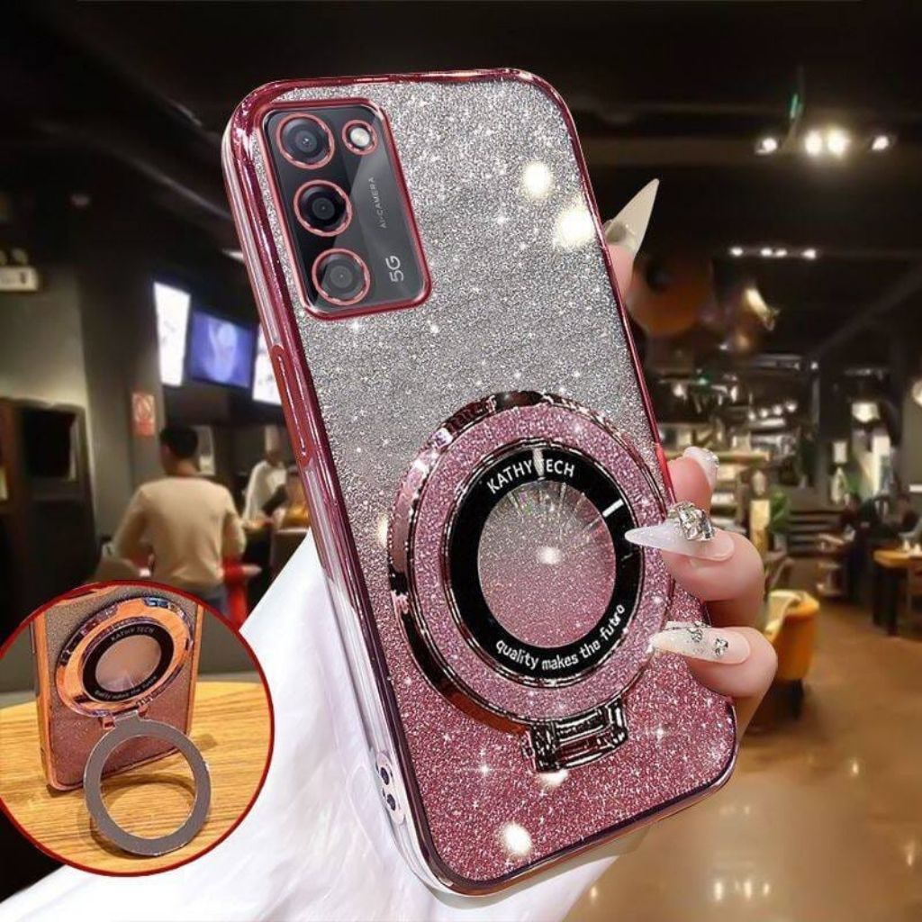 Soft Case Untuk Samsung A03s / A02s Glitter Ring Magnetic Holder Premium