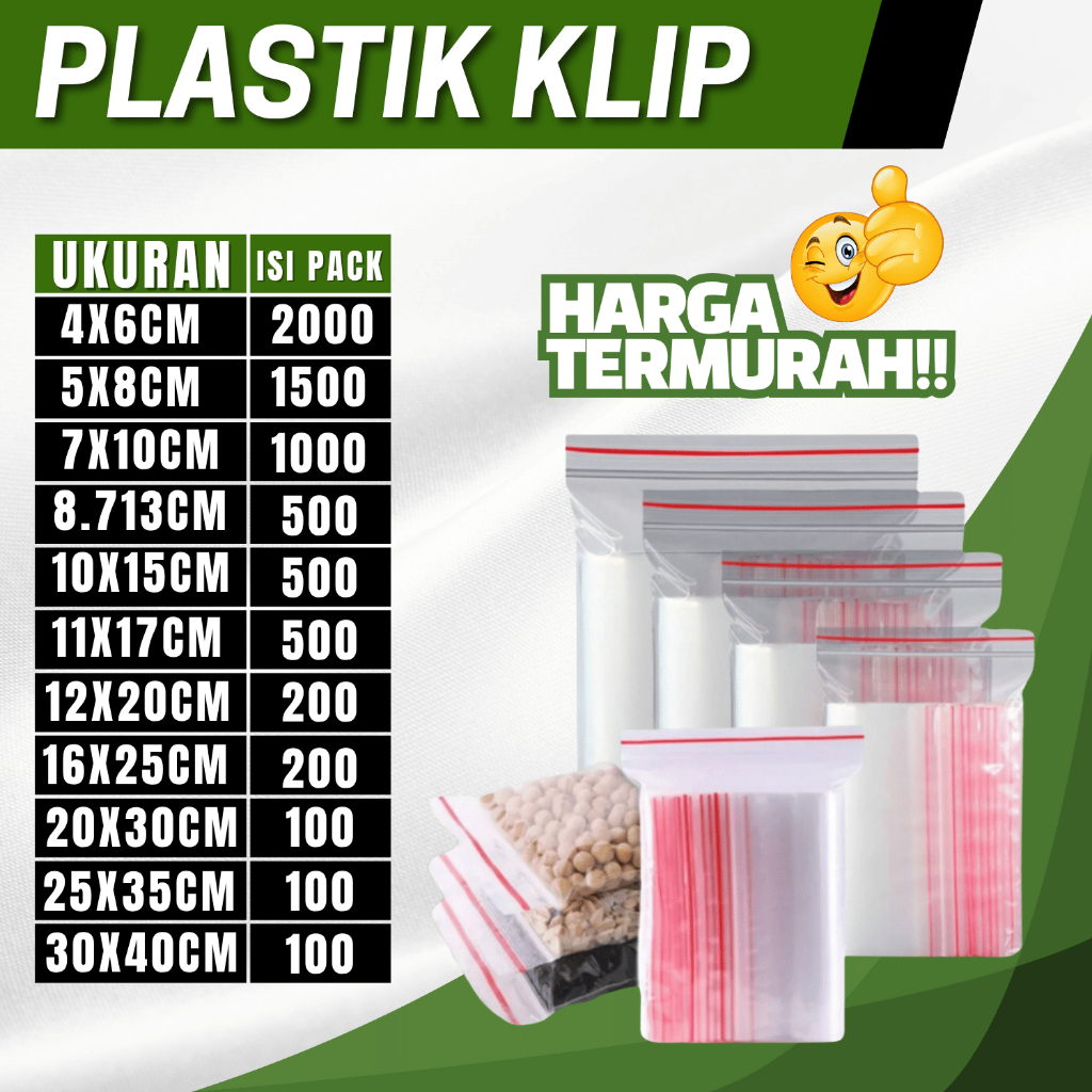Plastik Klip Ziplock Bening Tebal 2000pcs | Tempat Makanan Kuat & Grosir Murah