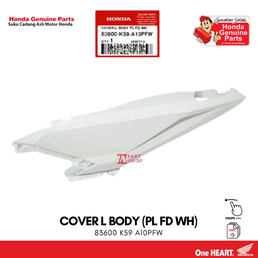 Cover Body Belakang Kiri Putih (Cover L Body (PL FD WH)) - Vario 125 eSP K60 & 150 K59 / 83600-K59-A