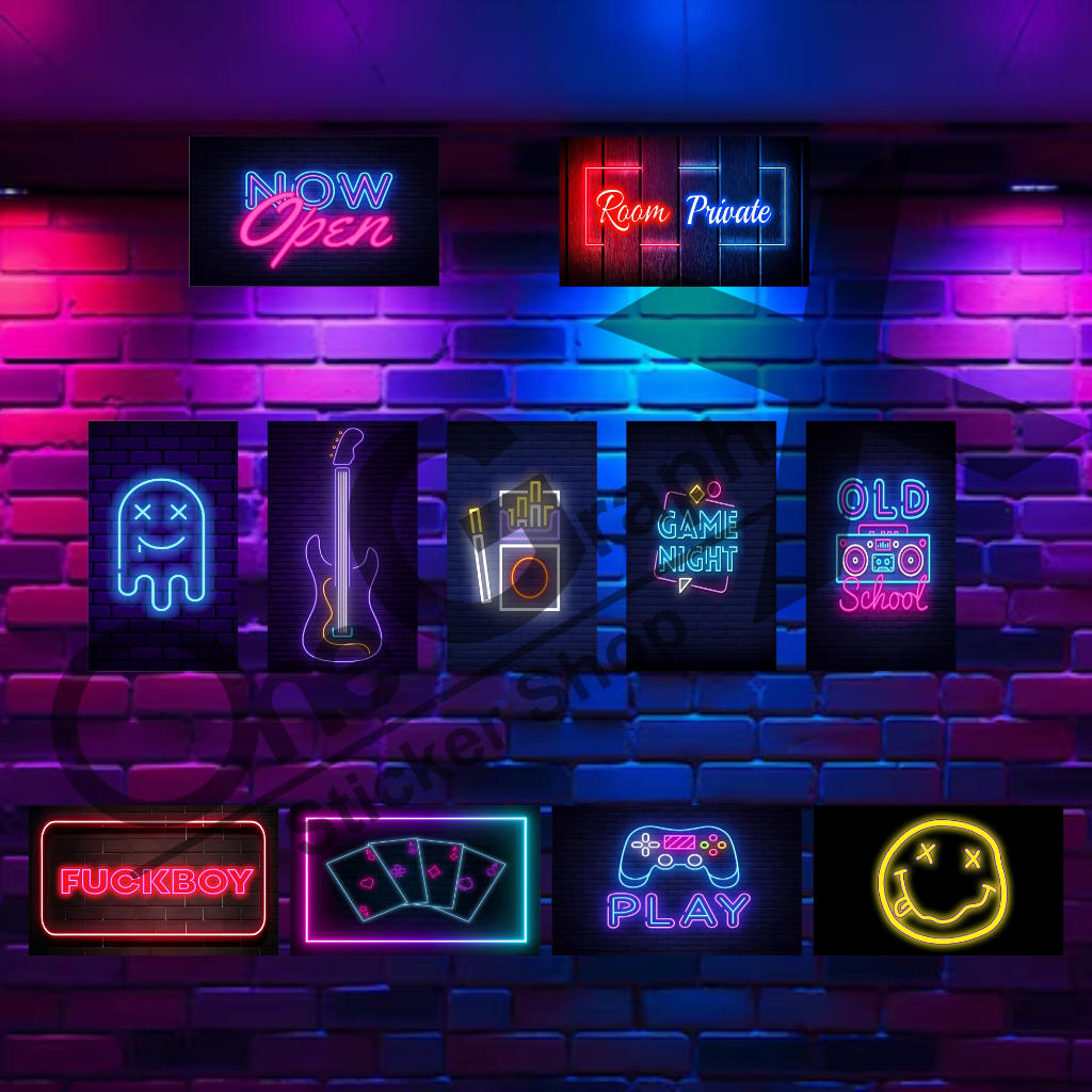 Dekorasi Dinding Poster MDF Neon Estetik | Poster Pajangan Kamar & Home Decor