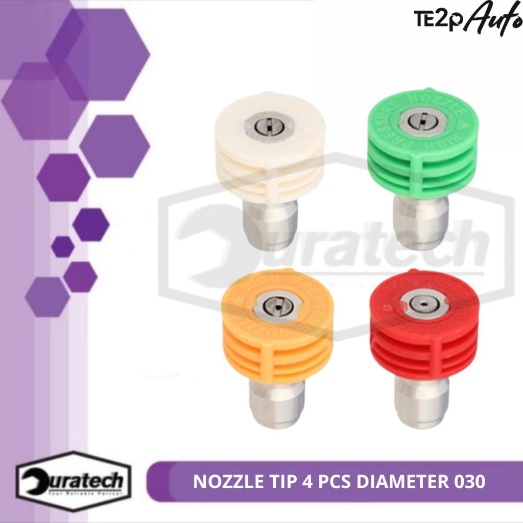 Te2p Auto Nozzle Tip Set 4pcs Mode Semprot 0° 15° 25° 40° Quick Release 1/4" Adaptor Size Diameter 0