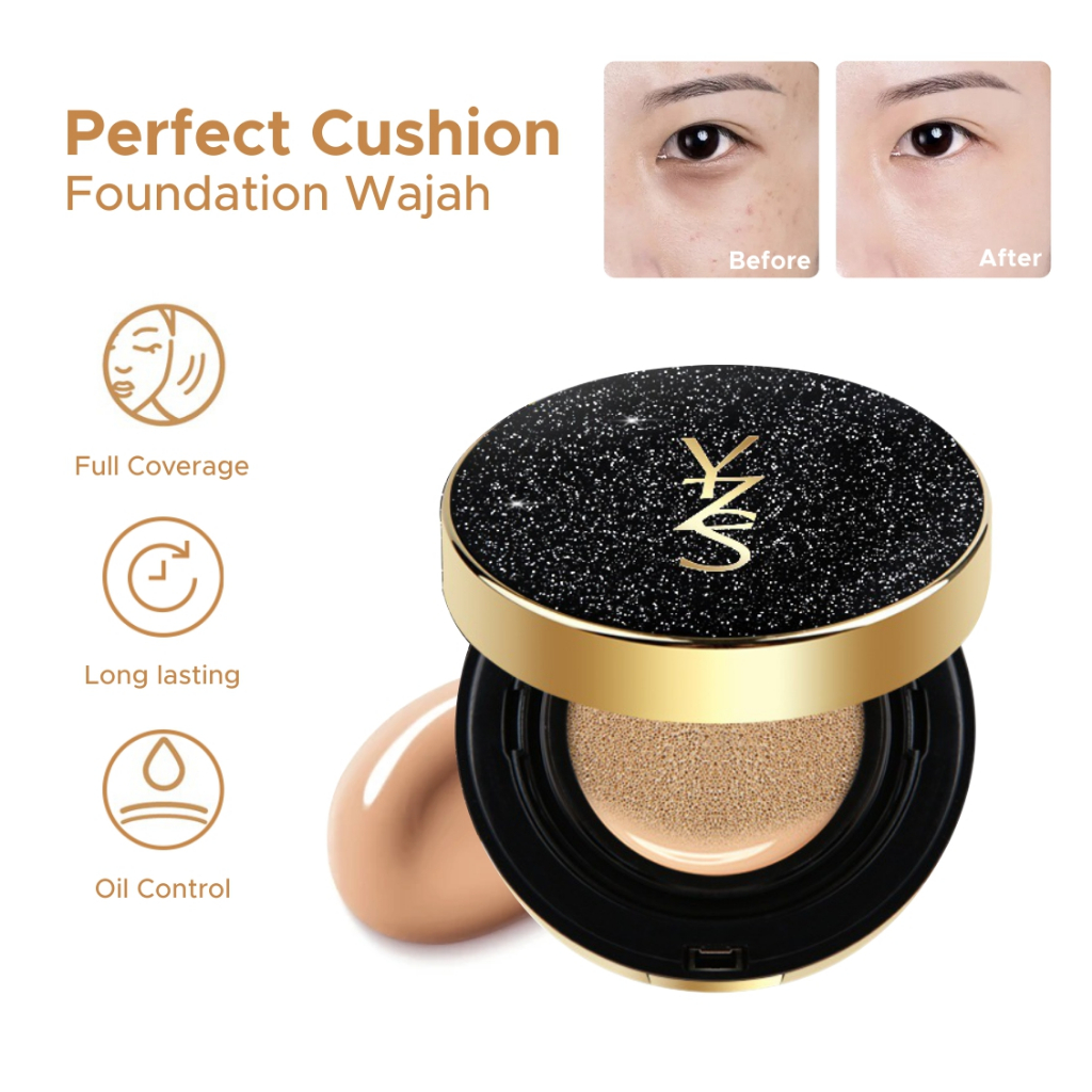 YZS Air Cushion Foundation Waterproof Full Coverage Alas Bedak Tahan Lama dan Glowing