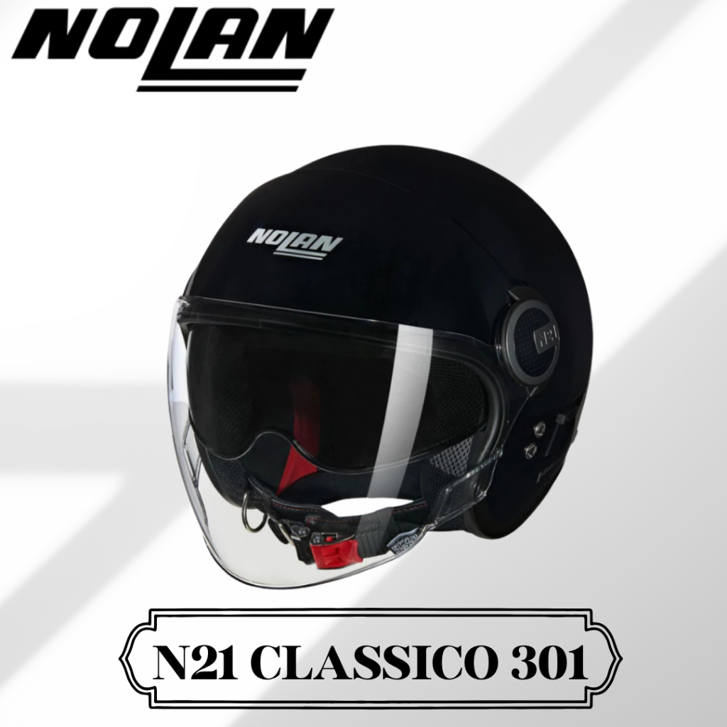 Helm Nolan N21 Visor Classico 301 Black Half Face Mini Jet Retro Scooter Helmet SNI Original