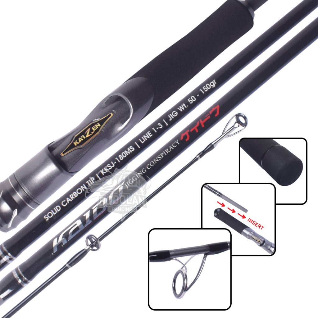 Joran Kaizen Kaido 180cm PE1-3 PE2-4 PE3-5 | Jigging Rod Carbon Solid Dodolan Pancing
