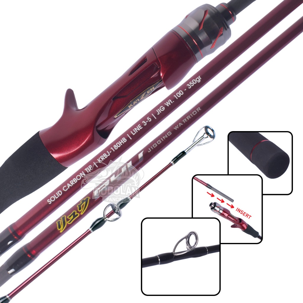 Joran Kaizen Ryu 180cm PE1-3 PE2-4 PE3-5 | Jigging Rod Carbon Solid Dodolan Pancing