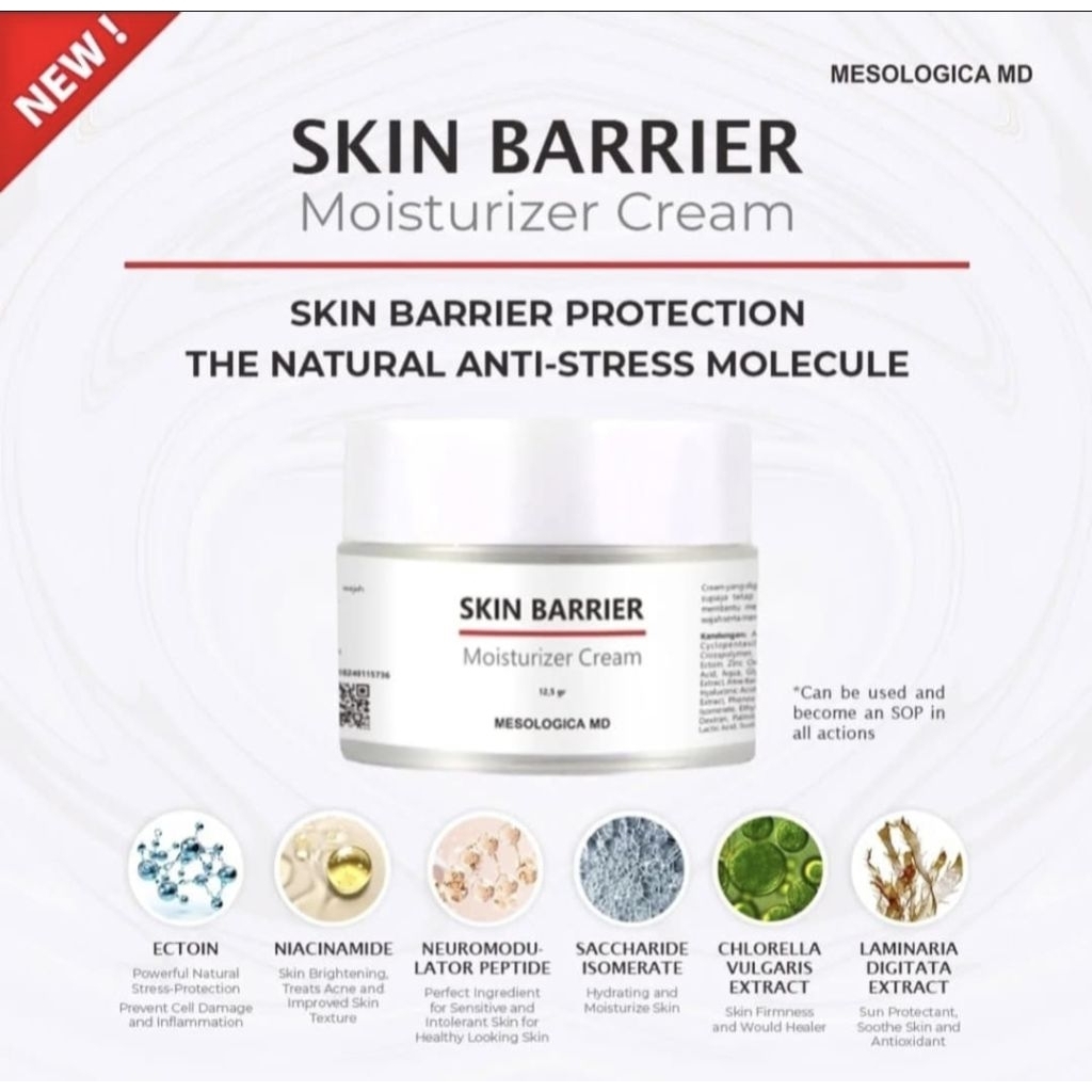 Skin Barrier Moisturizer Cream, Mesologica MD, 12.5 ml