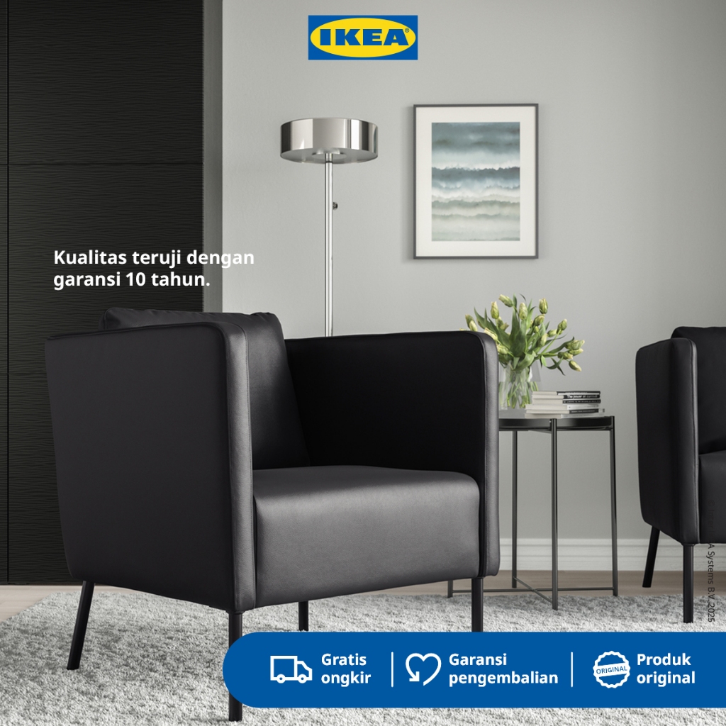 IKEA EKERO Kursi Berlengan / Sofa 1 Dudukan Minimalis BOMBSTAD Hitam