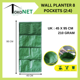Wall Planter Bag 8 Kantong Hijau Vertical Garden || Wall Planter Bag 8 Kantong Hijau