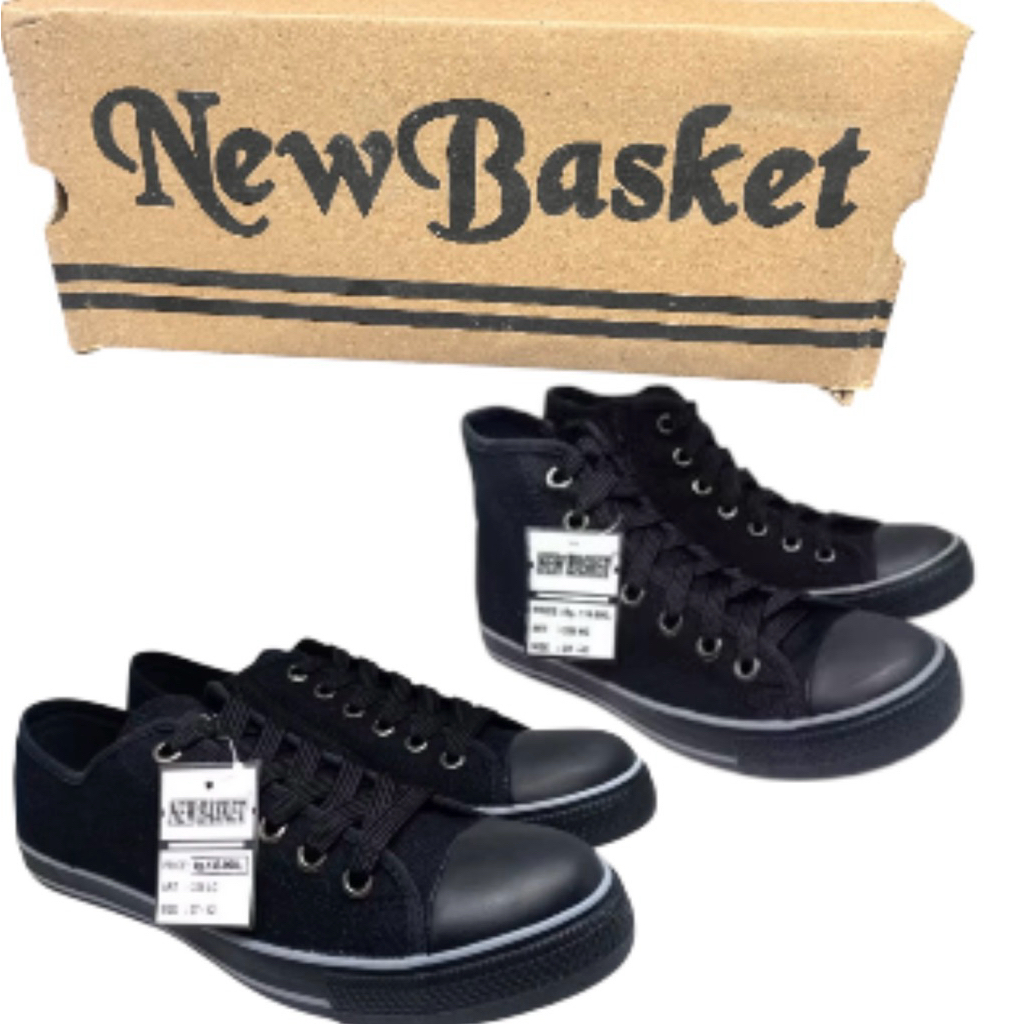 Sepatu Sekolah NEW BASKET HITAM POLOS 31- 42 100% ORIGINAL ( TINGGI DAN PENDEK )
