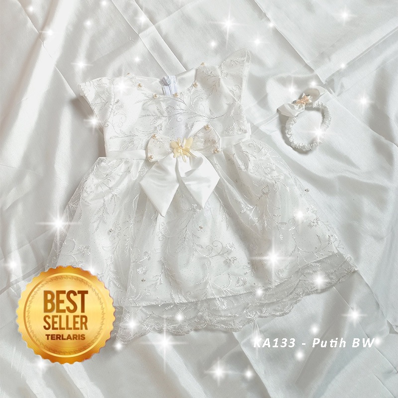 Dress Aqiqah Bayi Perempuan 6 12 Bulan Dress Pesta Bayi Tutu Mix Brukat Brokat Bordir Baju Warna Put