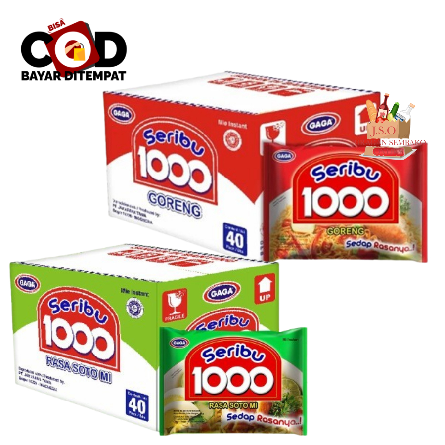 [JSO] MIE GAGA 1000 1 DUS ISI 40 GORENG KUAH AYAM BAWANG KALDU AYAM SOTO MIE ALL VARIAN